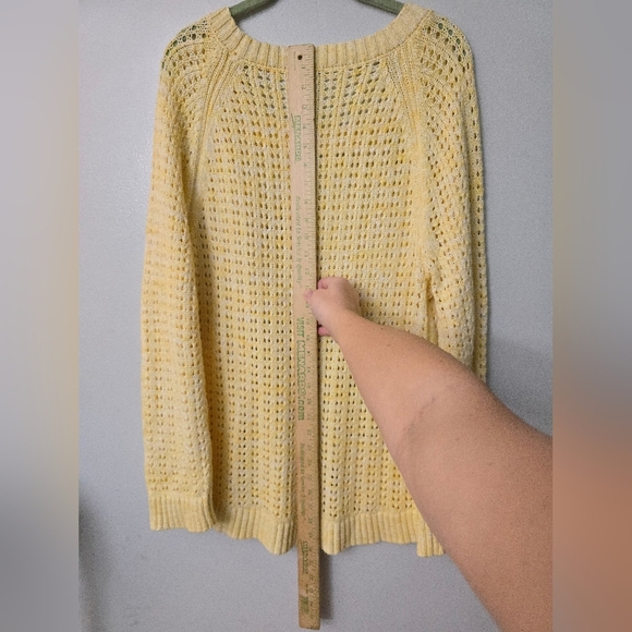 Talbots Sweater Womens Size XL Yellow Pullover Open Stitch Knit Long Sleeves - Picture 9 of 11
